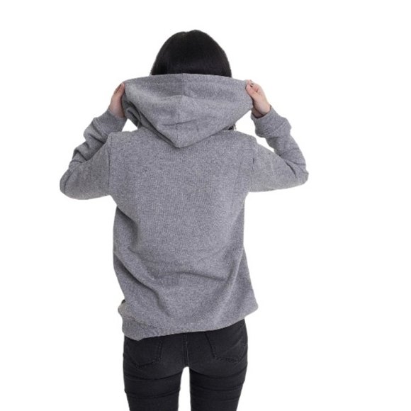 VANS Hooded Womens Size VN0A53OV02F Classic V Pullover Sweatshirt Grey Logo Pink - Picture 2 of 4